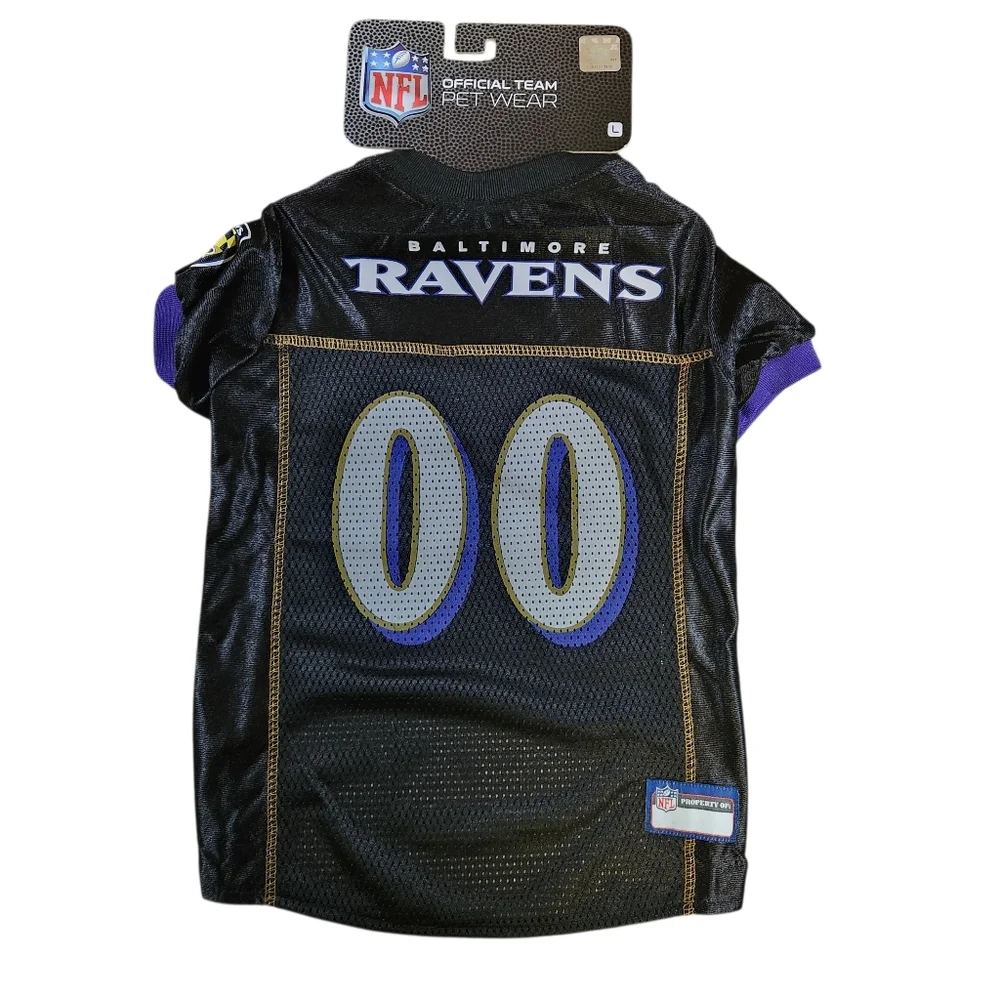 Baltimore Ravens Pet Jersey Size Large Black Mesh NFL Football Dog Pets Sports